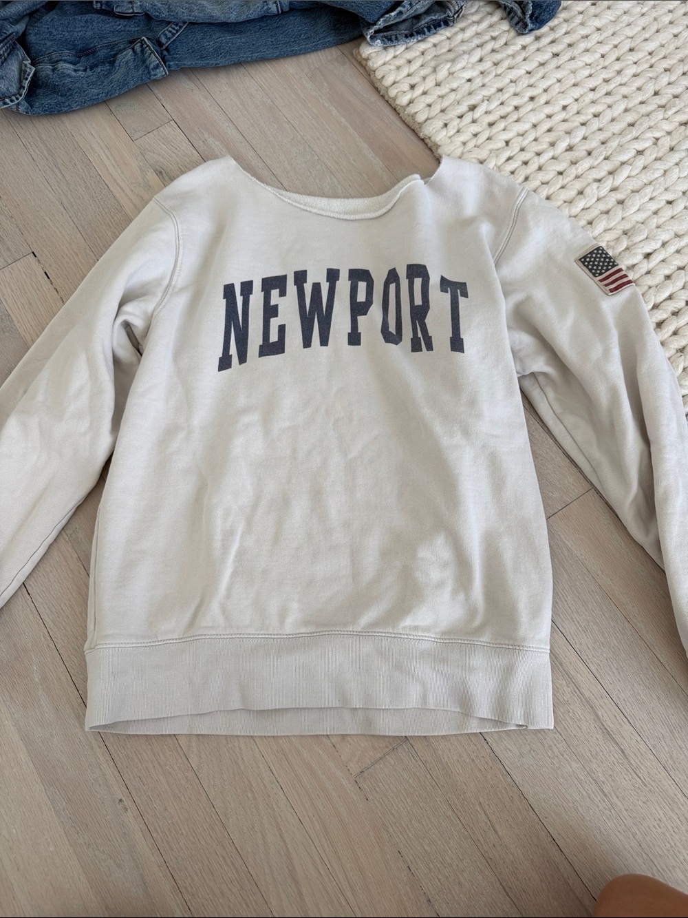 Brandy Melville Cream 'NEWPORT' Crewneck Sweatshirt